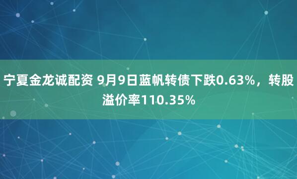 宁夏金龙诚配资 9月9日蓝帆转债下跌0.63%，转股溢价率110.35%