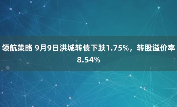 领航策略 9月9日洪城转债下跌1.75%，转股溢价率8.54%