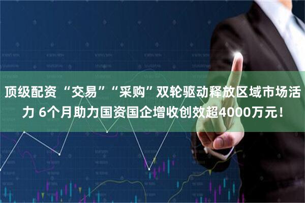 顶级配资 “交易”“采购”双轮驱动释放区域市场活力 6个月助力国资国企增收创效超4000万元！